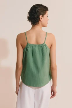 Top voile de coton nervuré