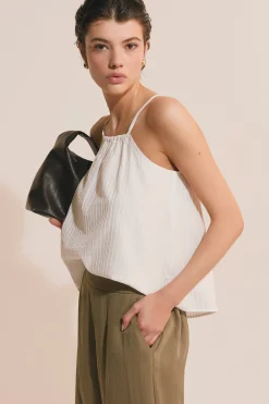 Top voile de coton nervuré