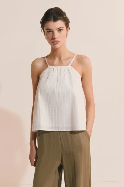 Top voile de coton nervuré
