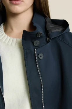 Trench court à capuche avec coton