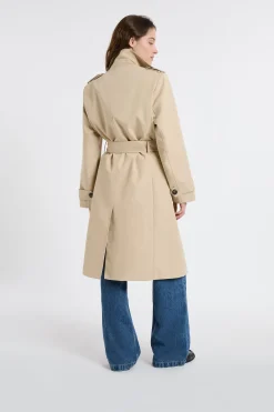 Trench long avec ceinture avec coton
