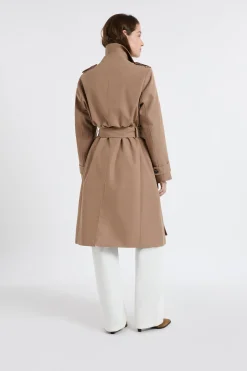 Trench long avec ceinture avec coton