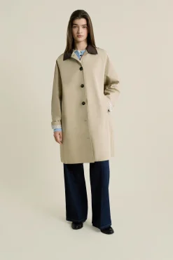 Trench long avec coton à col contrasté