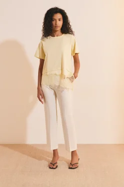 T-shirt asymétrique avec dentelle en coton