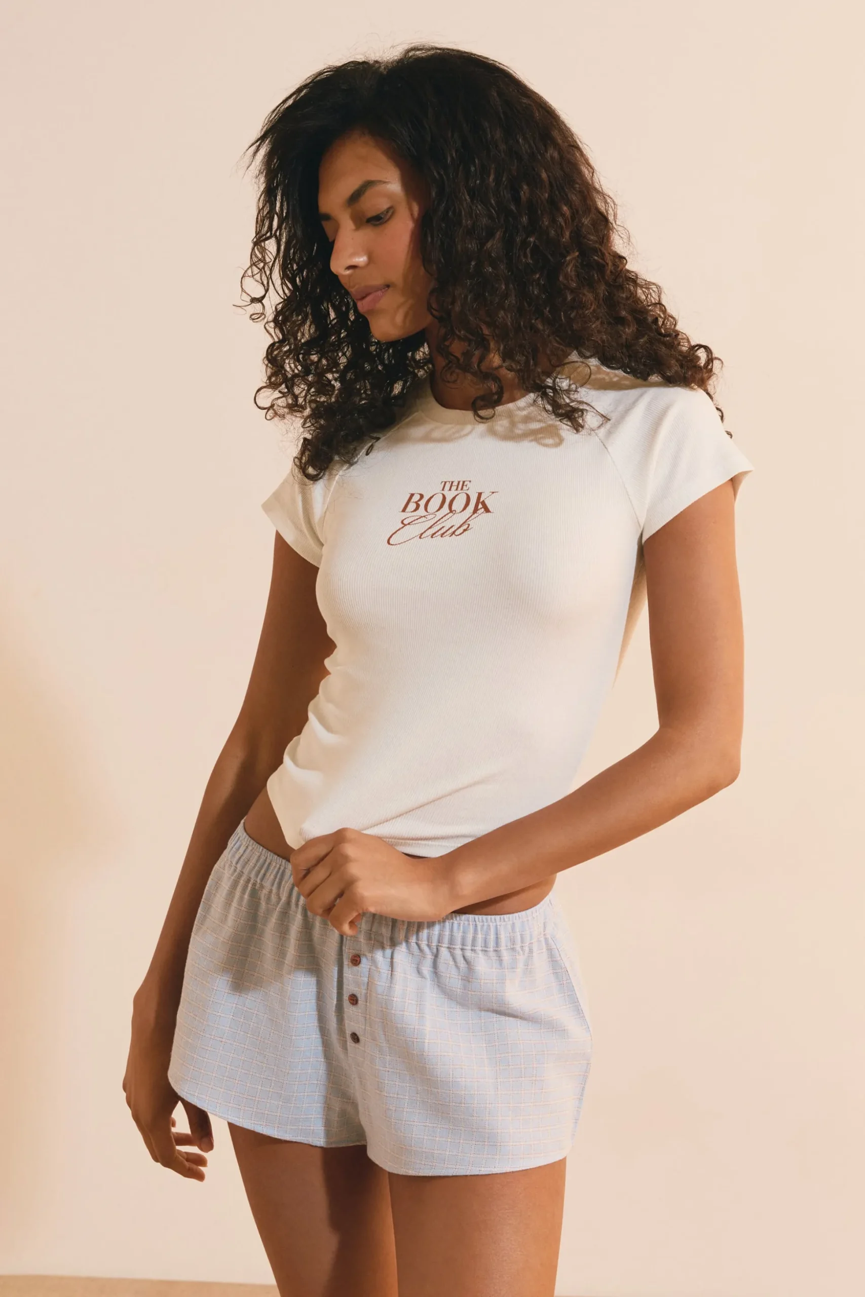 T-shirt avec inscription "the book club" en coton