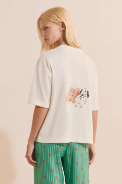 T-shirt avec motifs chiens en coton