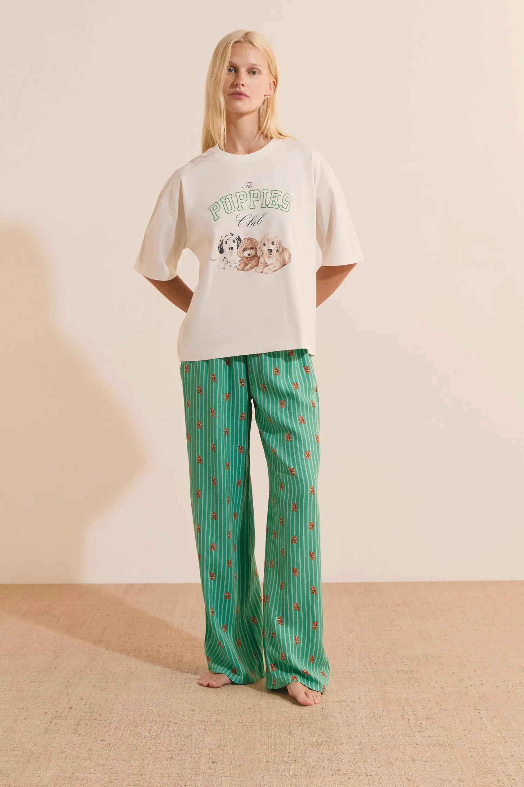 T-shirt avec motifs chiens en coton