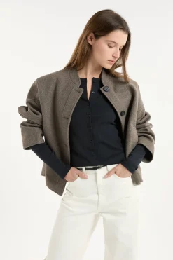 T-shirt boutonné à manches longues en coton