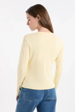 T-shirt boutonné à manches longues en coton