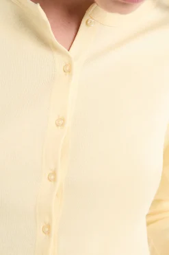 T-shirt boutonné à manches longues en coton