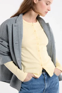 T-shirt boutonné à manches longues en coton