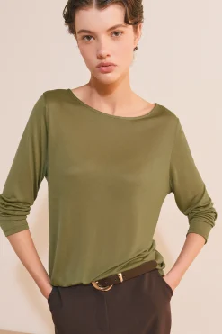 T-shirt col bateau manches longues
