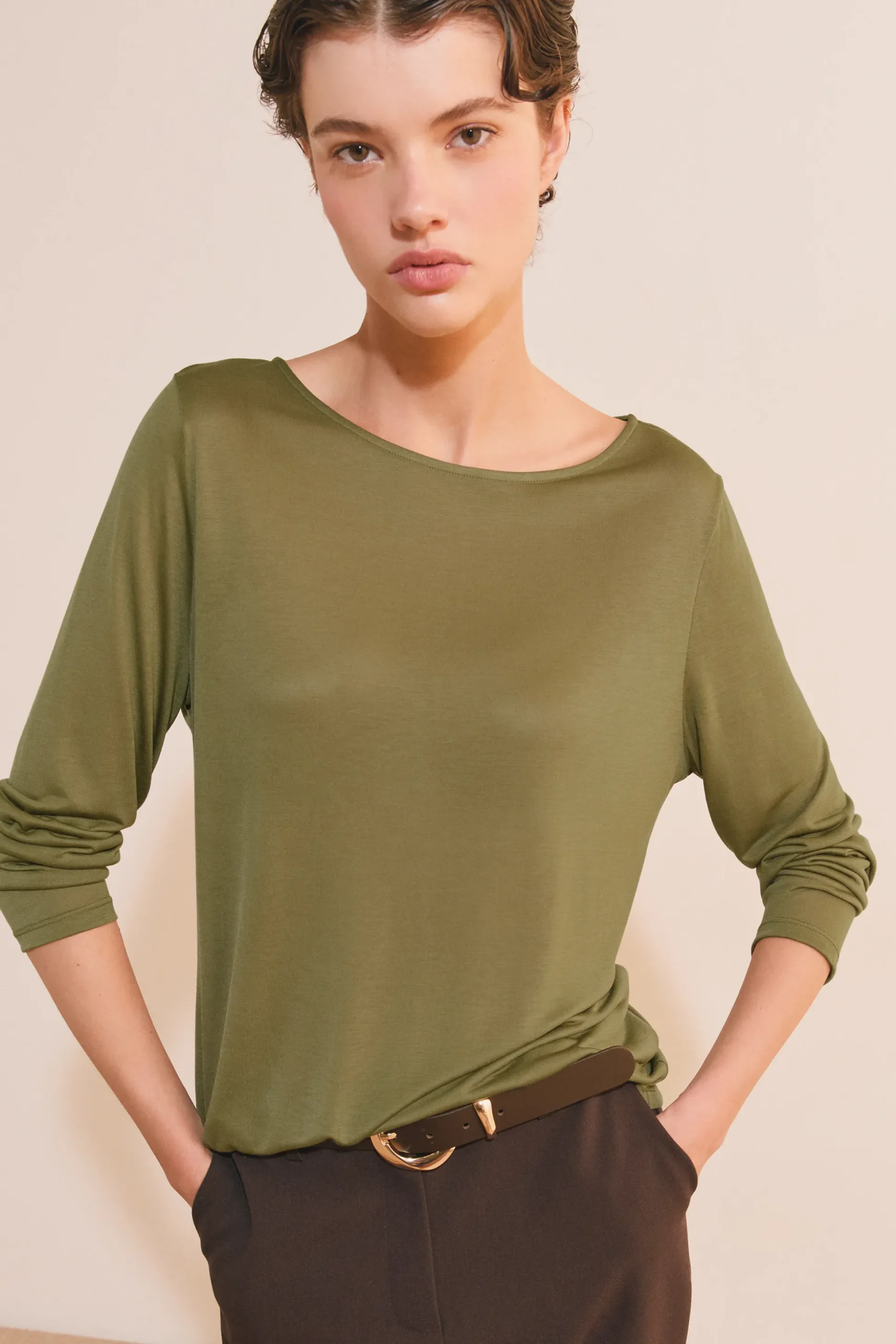 T-shirt col bateau manches longues