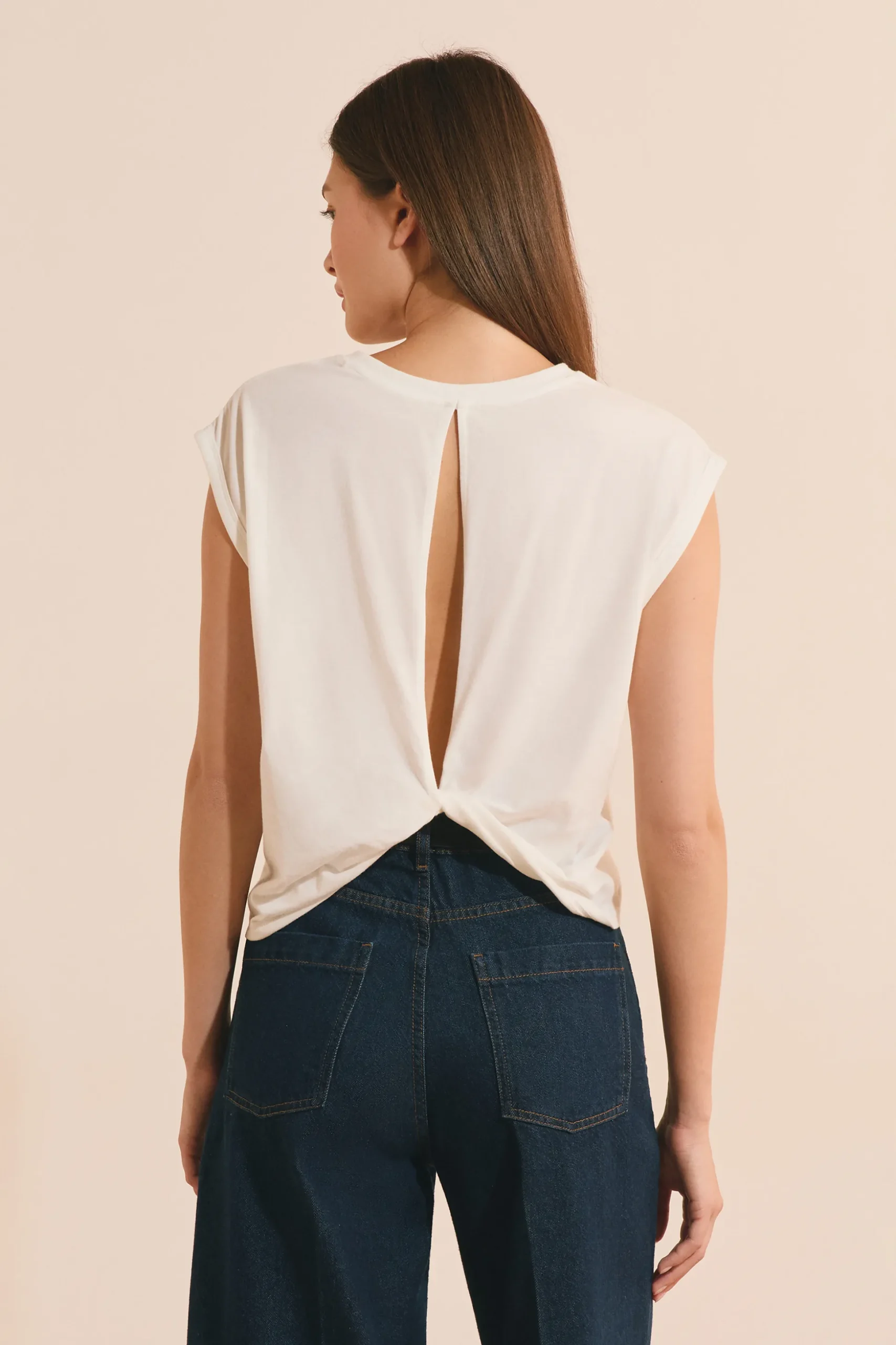 T-shirt col rond avec coton