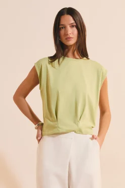 T-shirt col rond avec coton