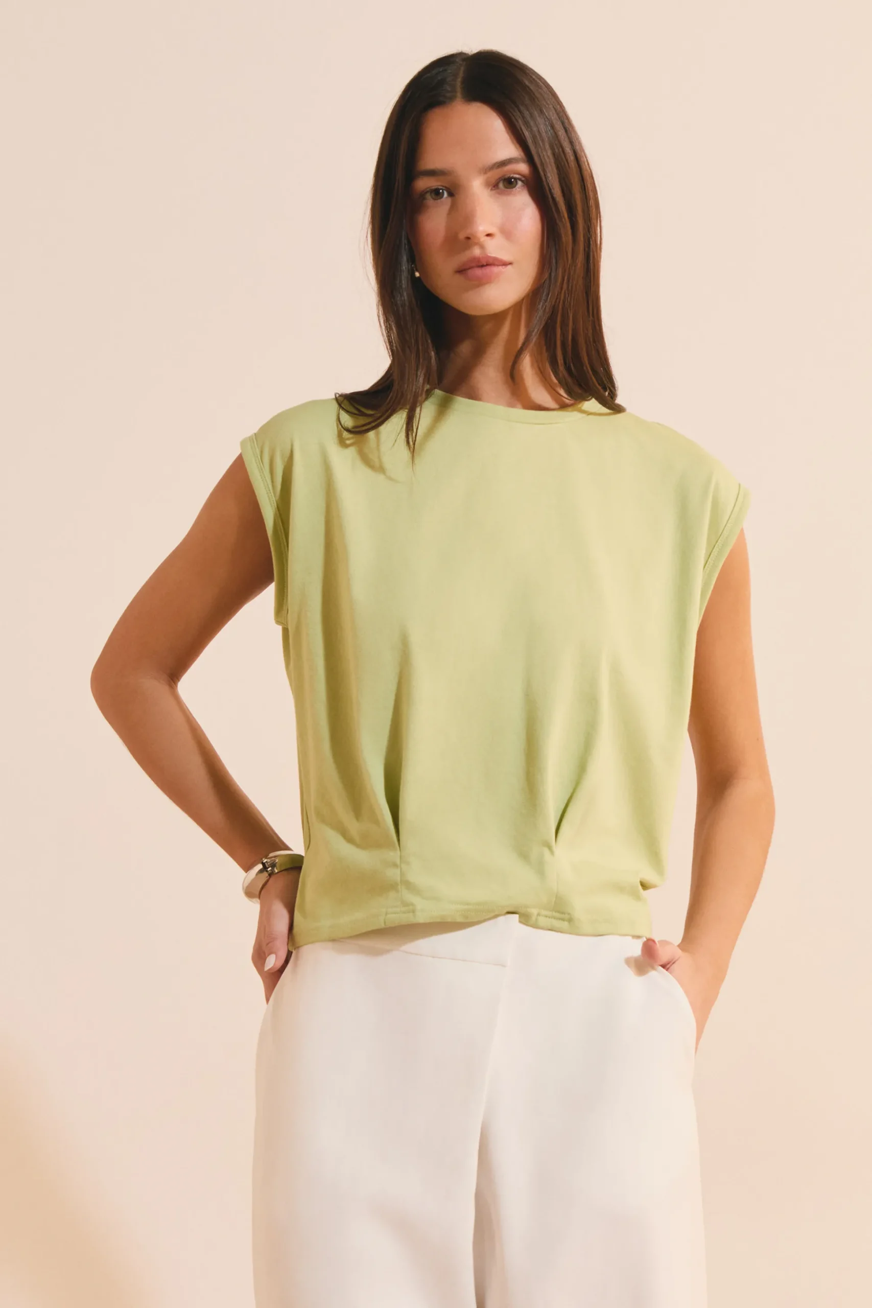 T-shirt col rond avec coton