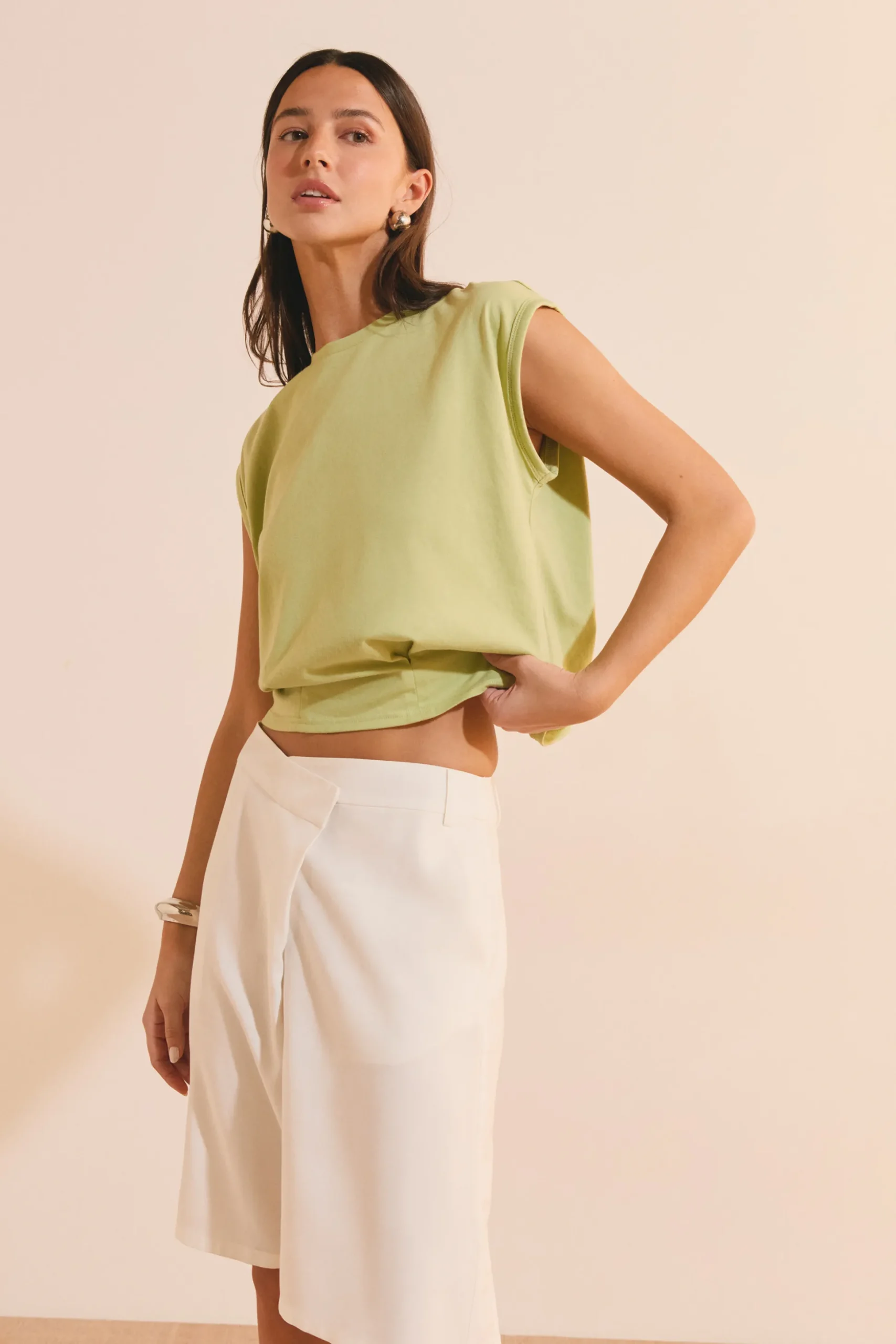 T-shirt col rond avec coton