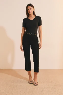 T-shirt à col V avec coton modal