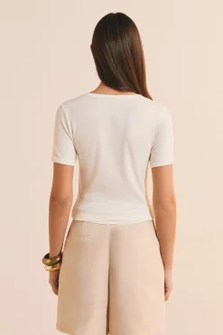 T-shirt à col V avec coton modal