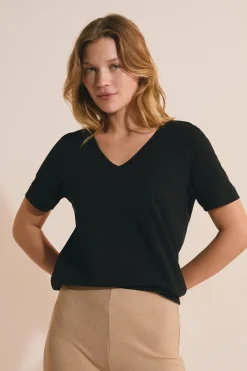 T-shirt col V en coton