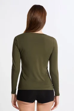 T-shirt col V maille thermique