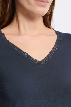 T-shirt col V maille thermique