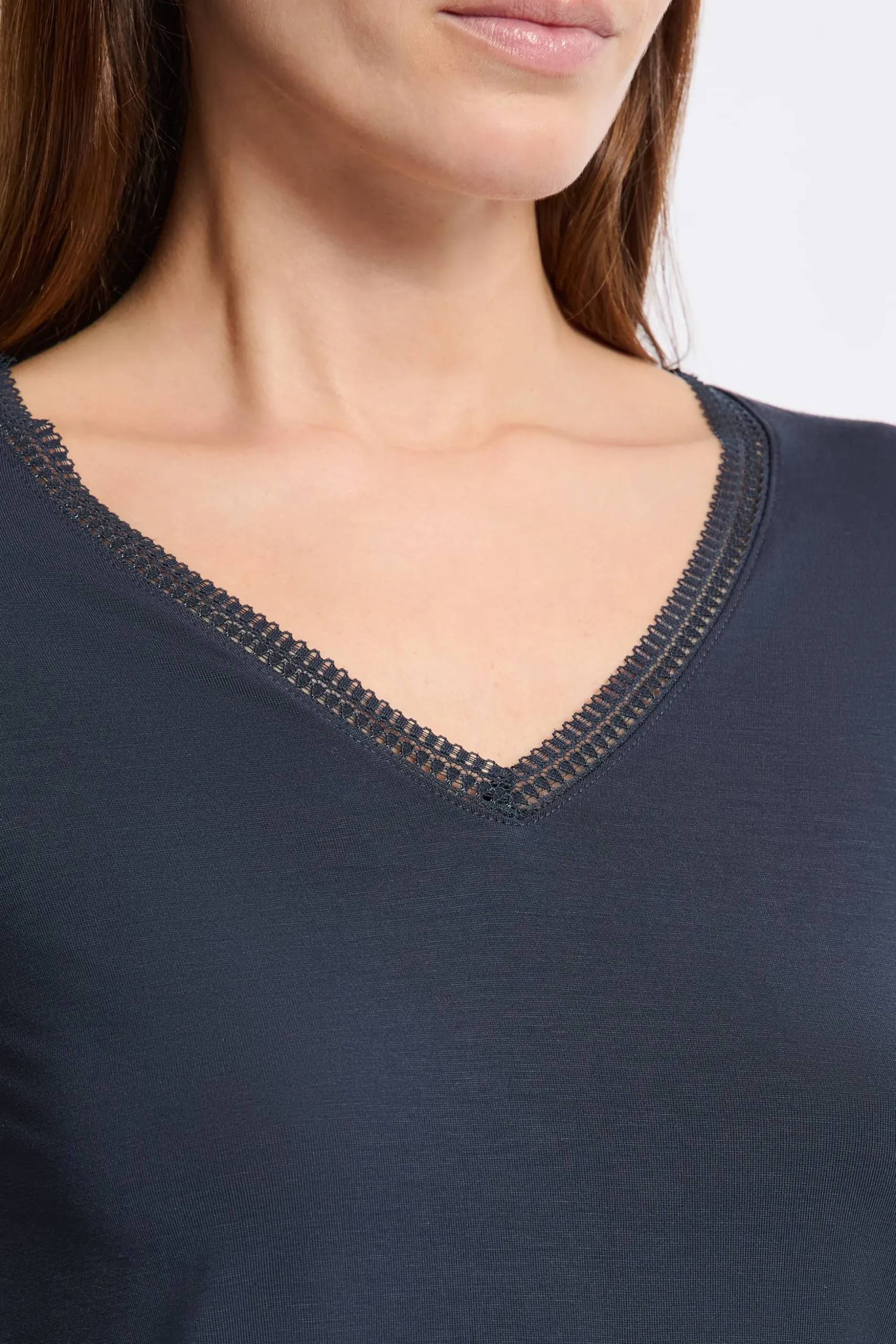 T-shirt col V maille thermique