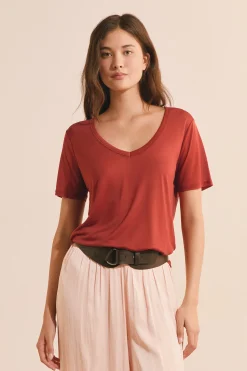 T-shirt col V manches courtes