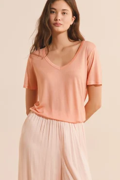 T-shirt col V manches courtes