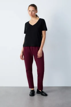 T-shirt col V manches courtes en coton