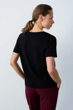 T-shirt col V manches courtes en coton