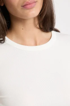 T-shirt de pyjama col rond avec coton côtelé