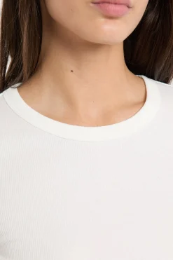 T-shirt de pyjama col rond avec coton côtelé