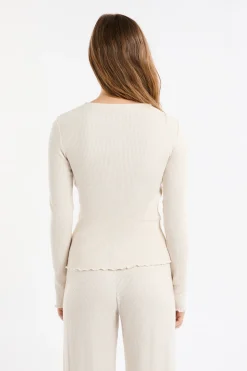 T-shirt de pyjama côtelé avec boutons