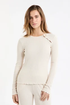 T-shirt de pyjama côtelé avec boutons