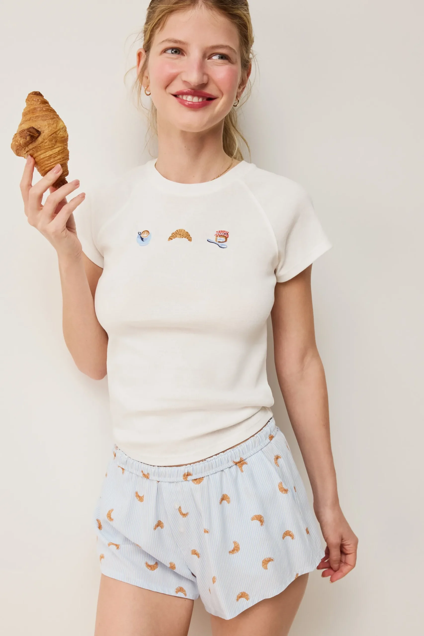 T-shirt de pyjama en coton avec motifs