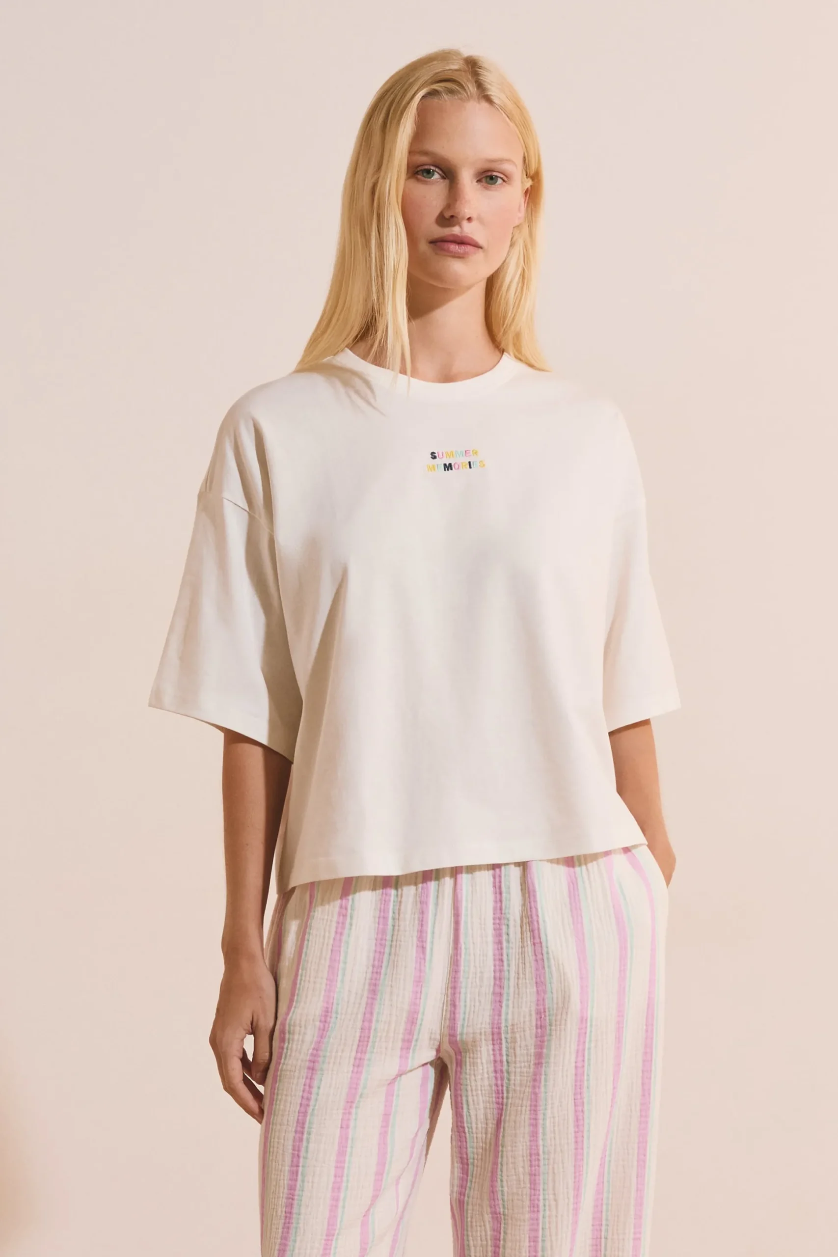 T-shirt de pyjama en coton avec écriture