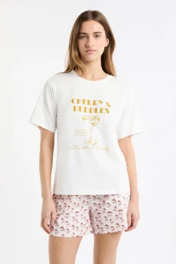 T-shirt de pyjama en coton avec illustration “mocktail”