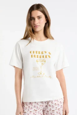 T-shirt de pyjama en coton avec illustration “mocktail”