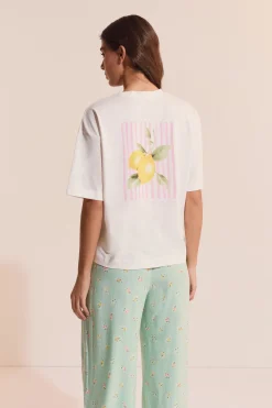T-shirt de pyjama en coton à motif citron