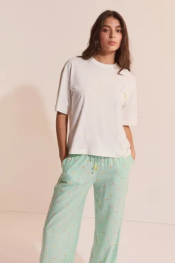T-shirt de pyjama en coton à motif citron