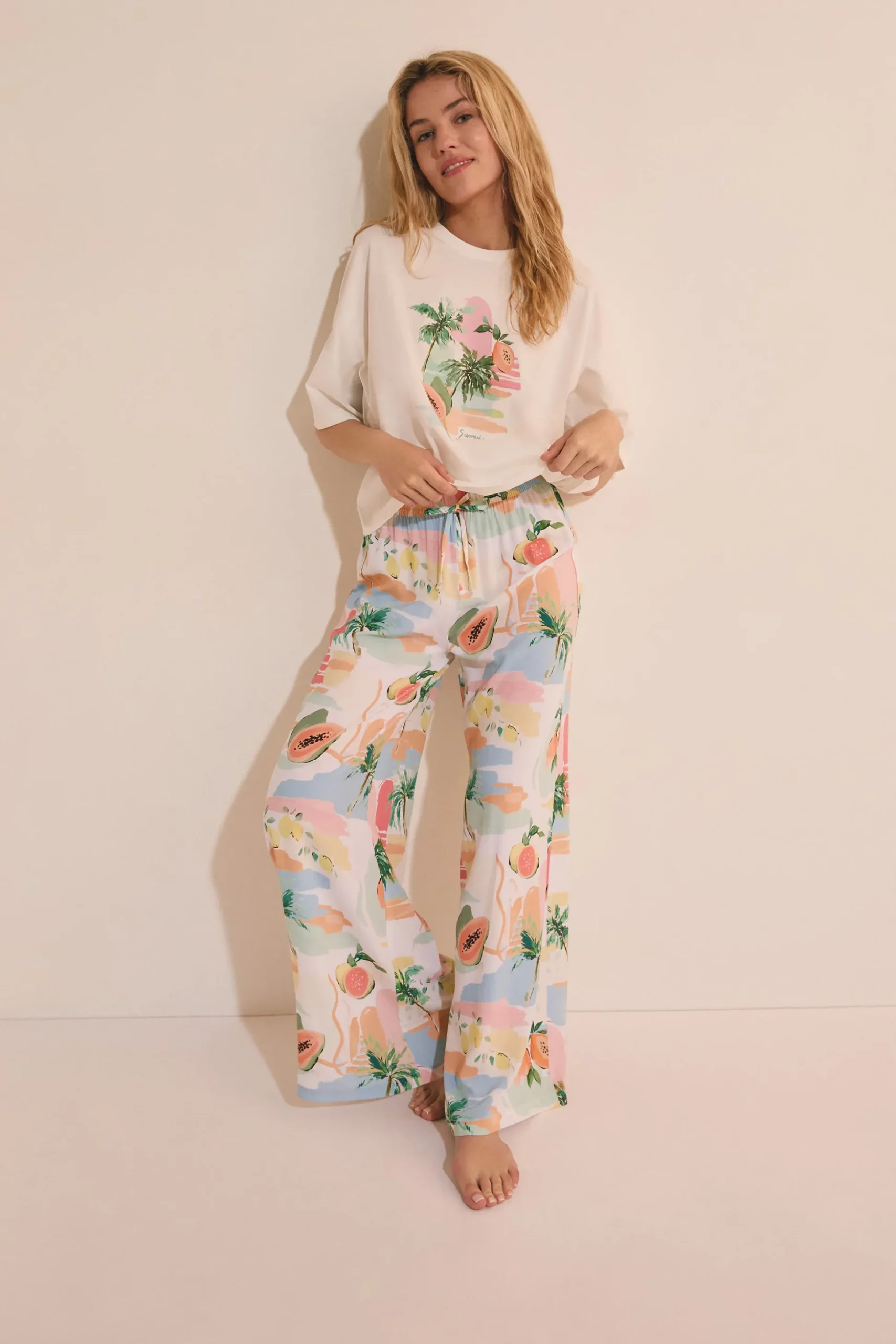 T-shirt de pyjama à imprimé en coton