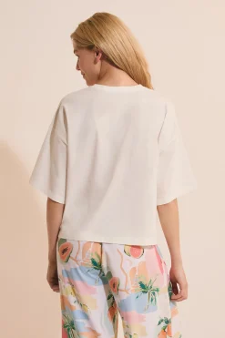 T-shirt de pyjama à imprimé en coton