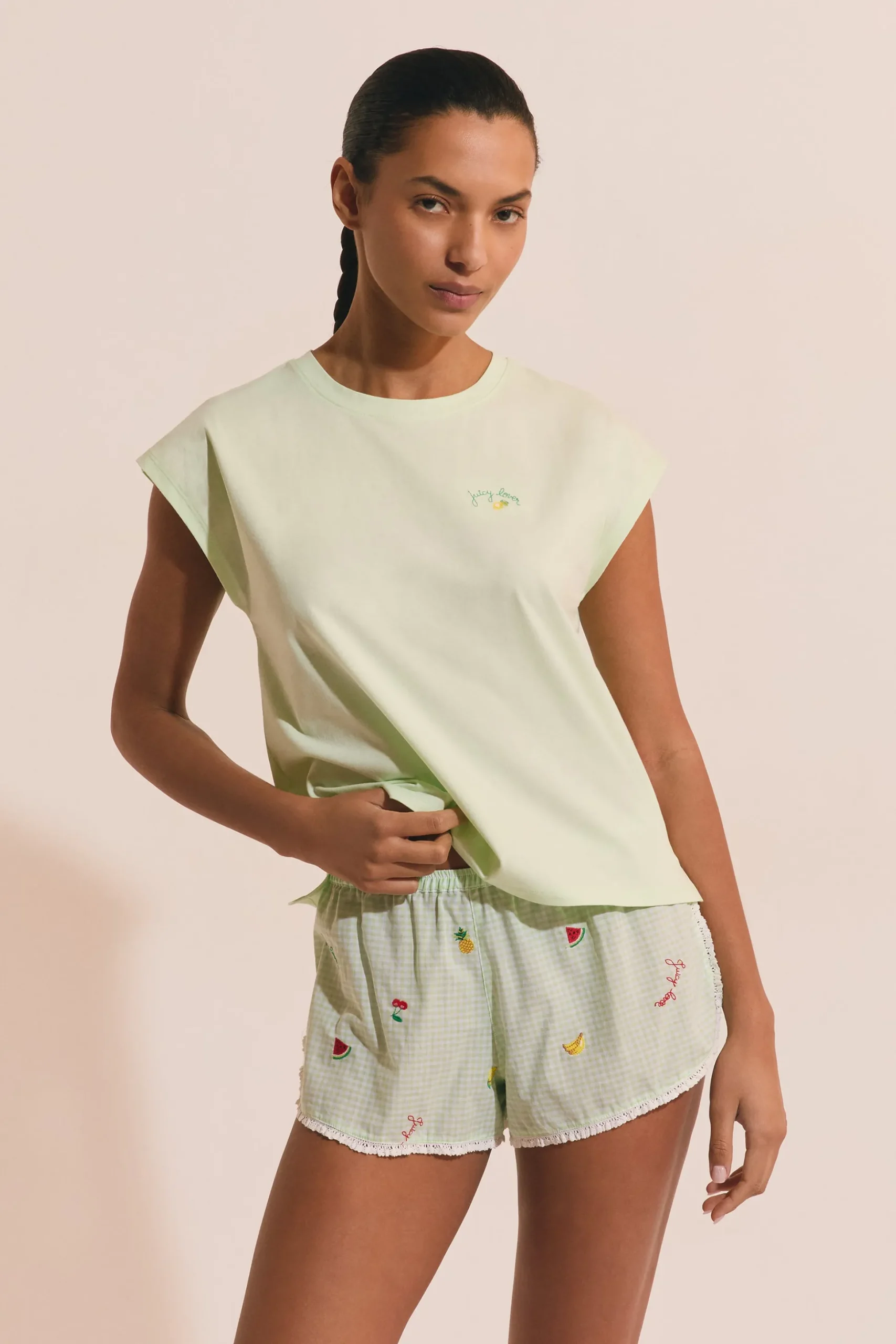 T-shirt de pyjama à inscription "juicy lover" en coton