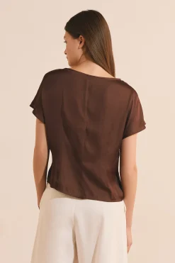 T-shirt drapé avec nœud satiné
