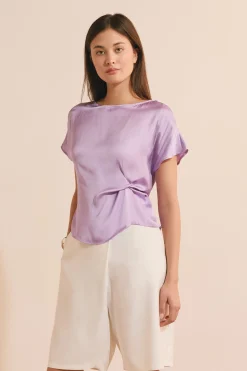 T-shirt drapé avec nœud satiné