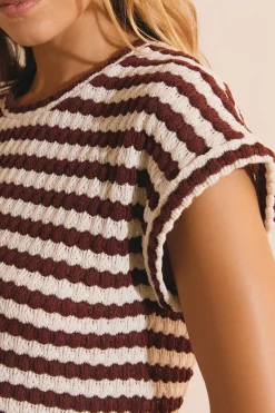 T-shirt effet crochet rayé