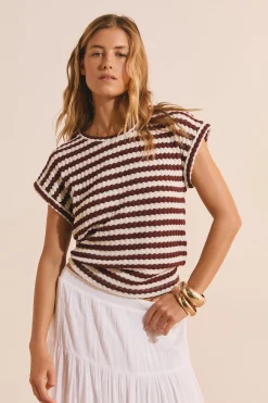 T-shirt effet crochet rayé