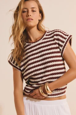 T-shirt effet crochet rayé