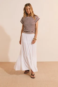 T-shirt effet crochet rayé